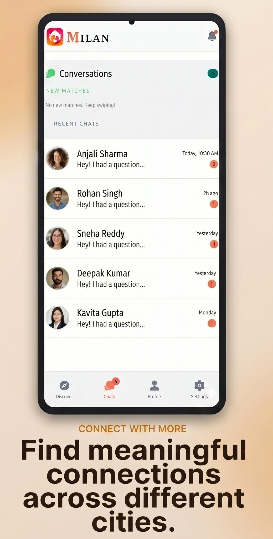 हाल की चैट्स के साथ मिलन कन्वर्सेशन्स