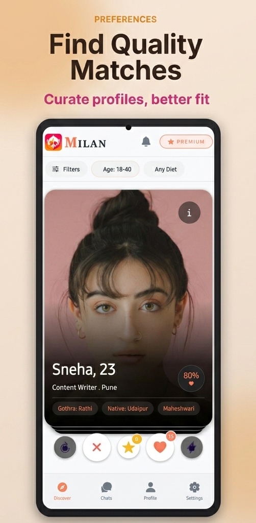मिलन प्राथमिकताएँ स्क्रीन